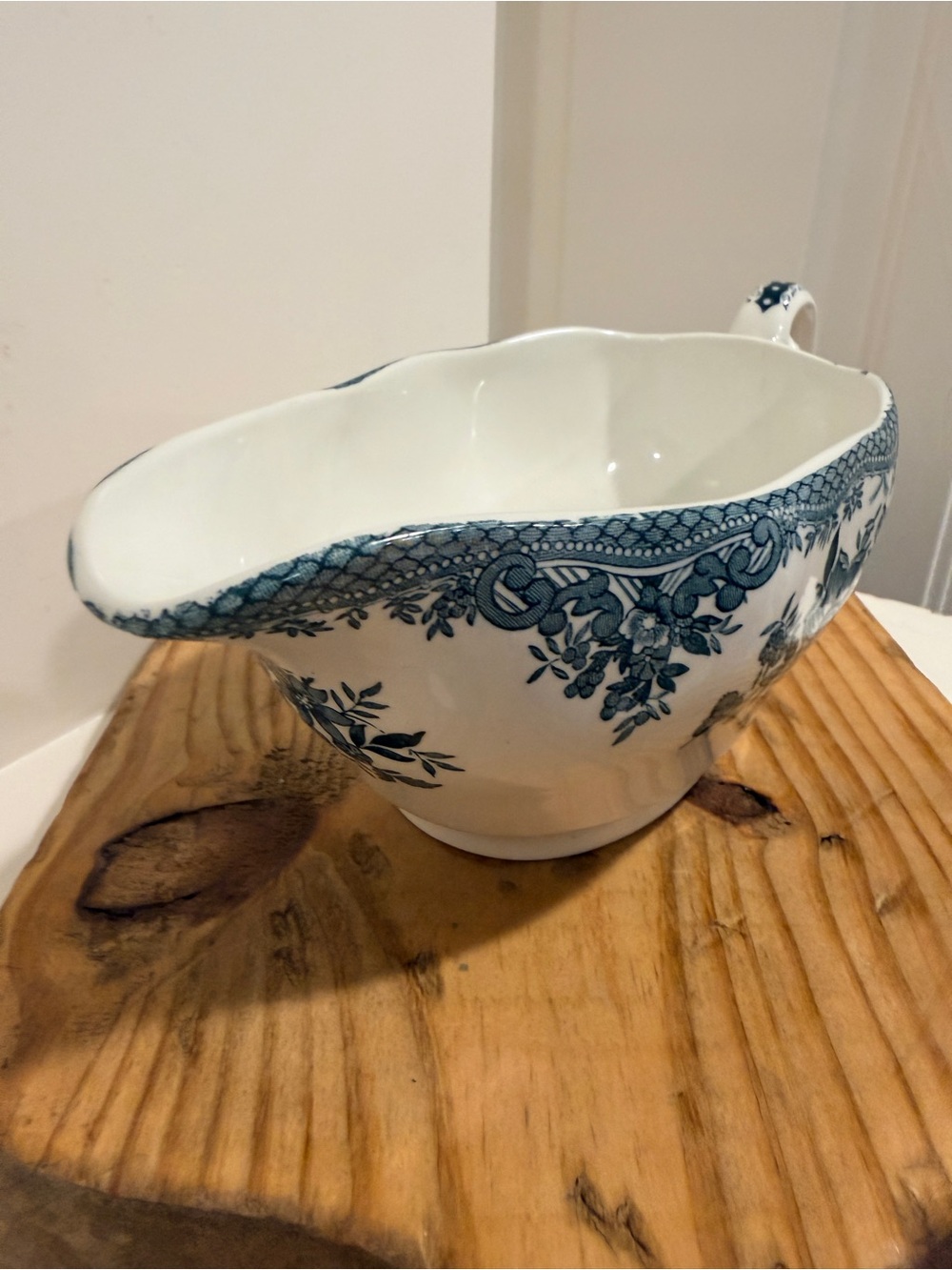 Enoch Wedgwood Artistic Pheasants Blue Transferware Gravy Boat England - Picture 8 of 8